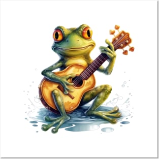 Playing Guitar Frog Posters and Art